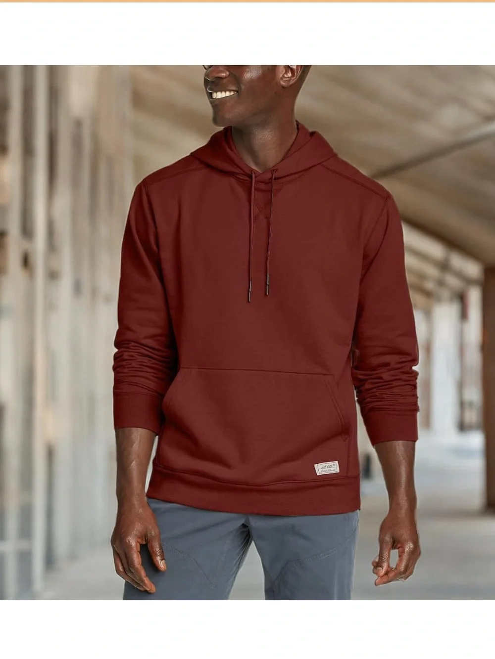 Eddie Bauer Men’s Pullover Kangaroo Pocket Hoodie Red XL